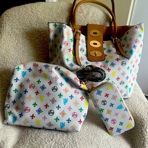 Multicolored monogrammed tote